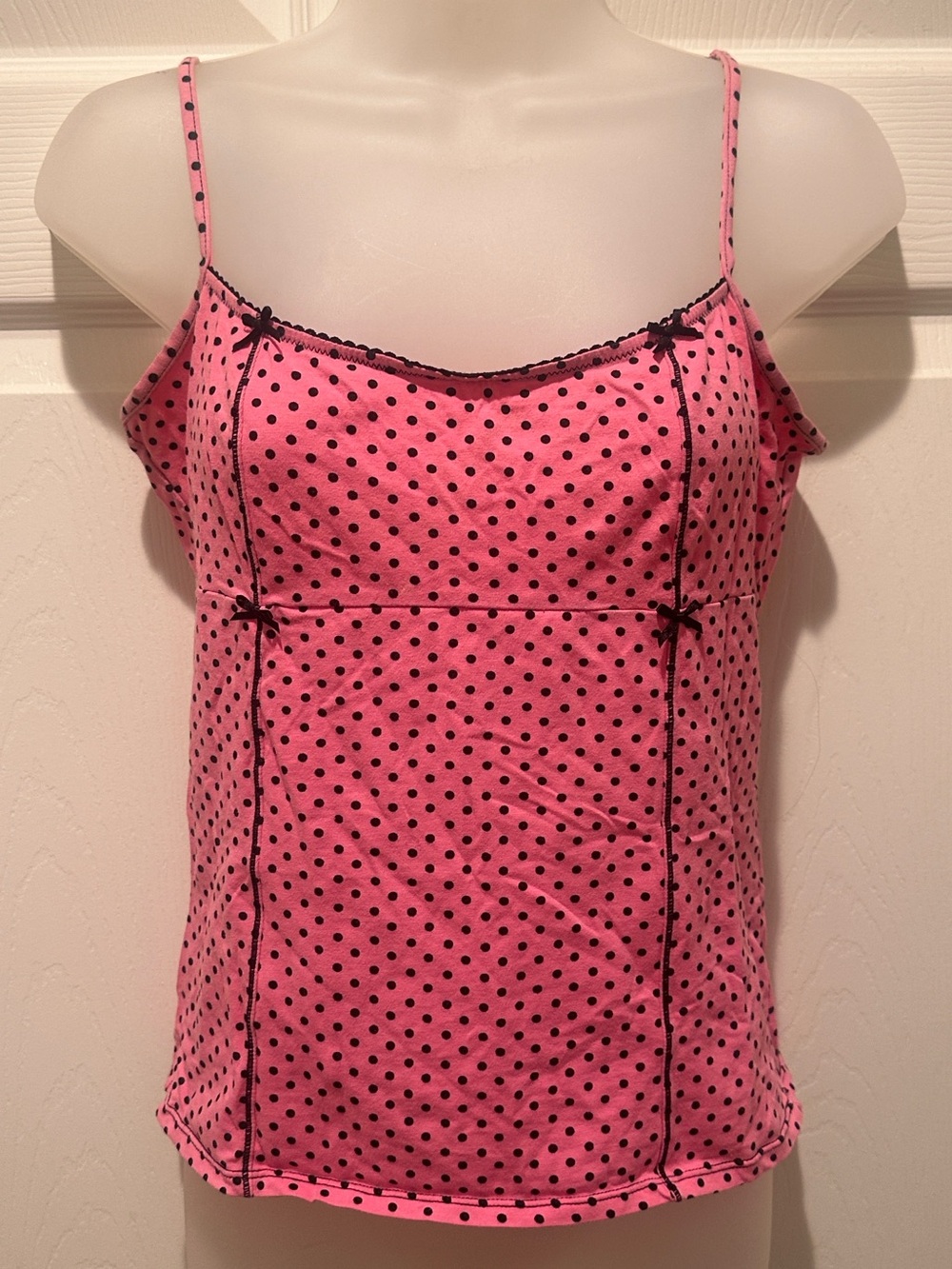 RARE Y2K Betsey Johnson Intimates Pink Polka Dot Cami Vintage L 728710T  UNICORN